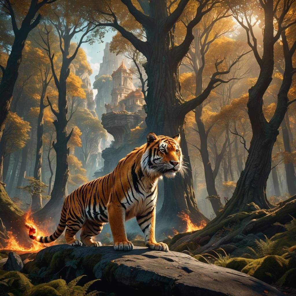 Tigers Face Off in Forest Clearing