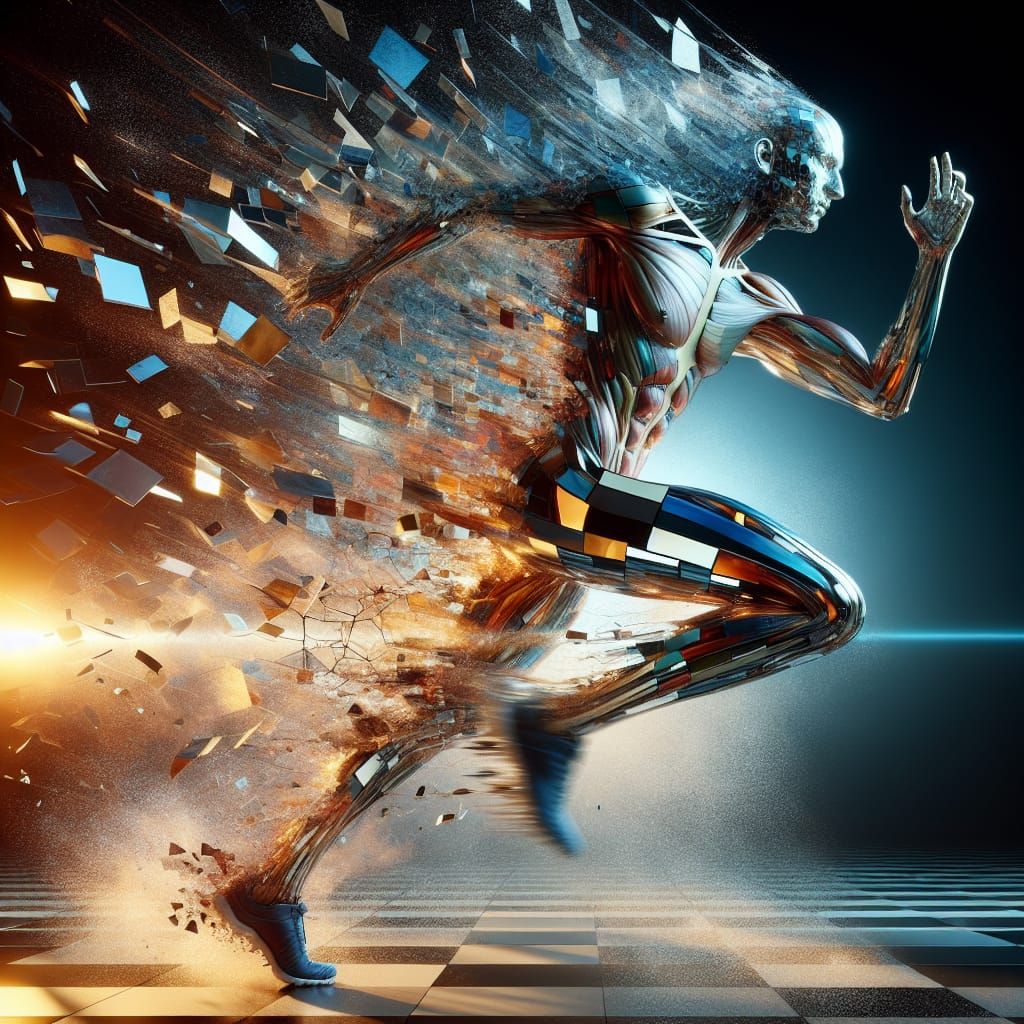 Fragmented Runner Emerging in Muybridge-Inspired Photo Effec...