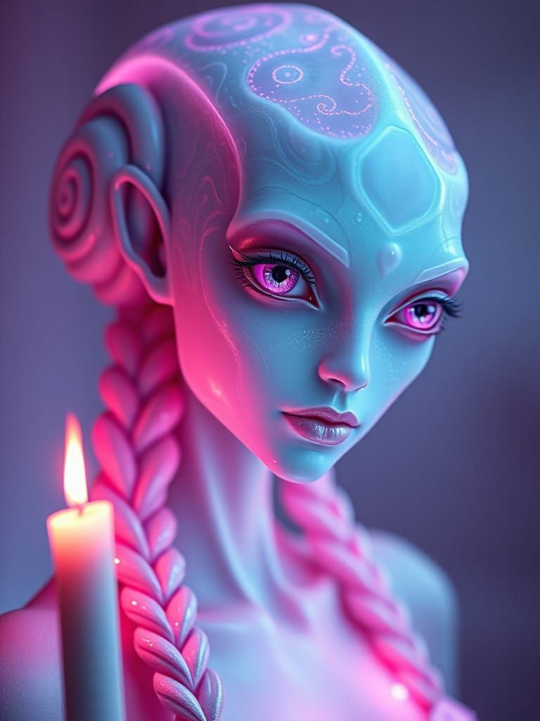 Mysterious Alien Woman with Snail Braids