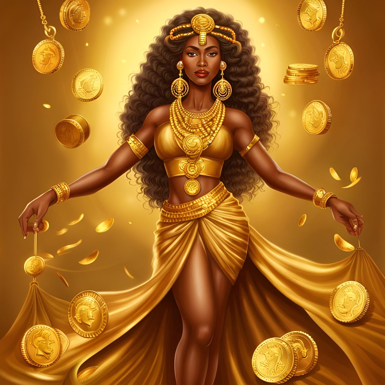Goddess of Prosperity in Golden Attire