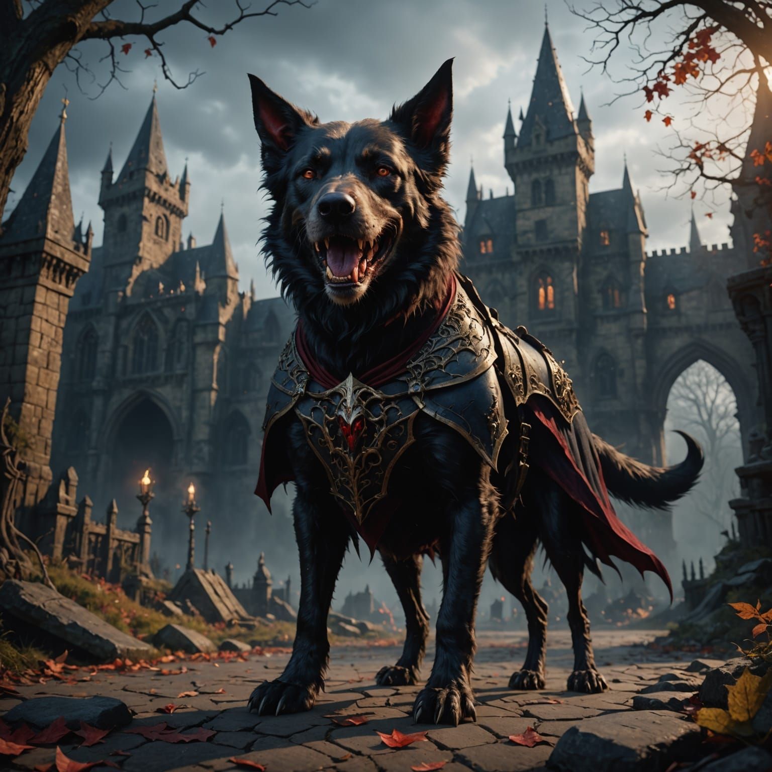 Vampire Hound in Detailed Fantasy Art Style