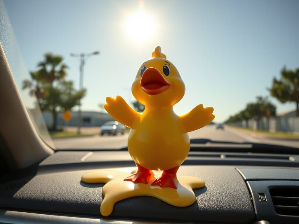 Melting Dancing Duckling Toy in Sunny Heat