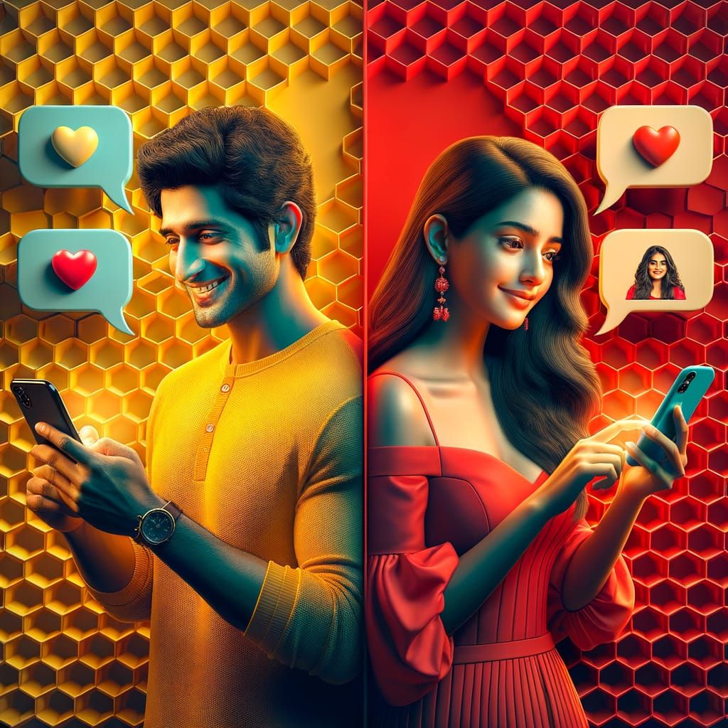 Indian Couple Connects on Dating App Movie Poster