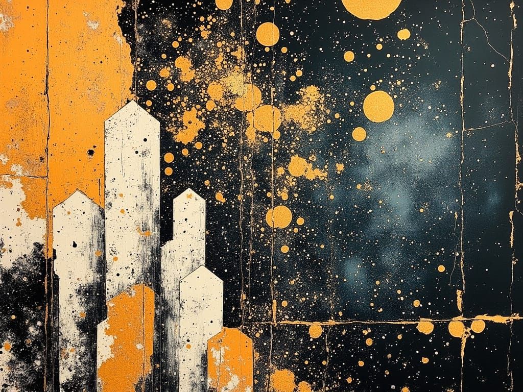 Dadaist Fireworks Over Spectral Buildings