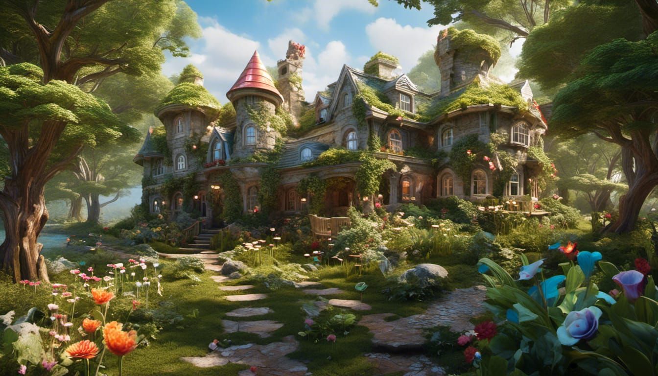 Mushroom House in Fantastical Forest, Photorealistic 8K