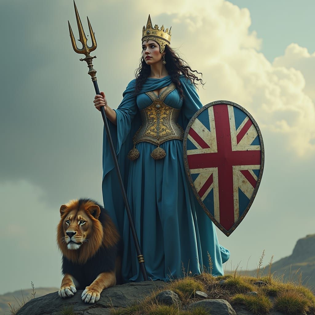 Celtic Warrior Goddess with British Flag Shield