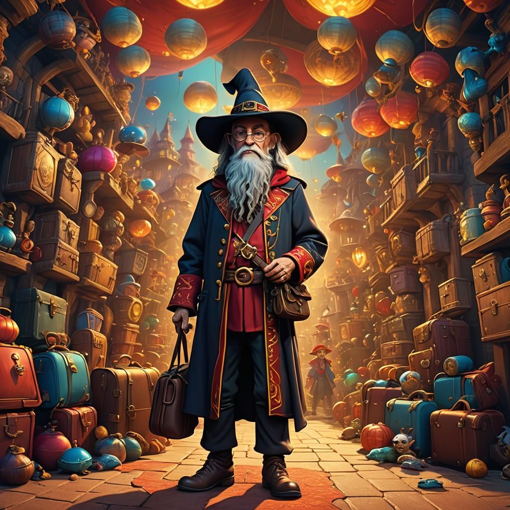 Terry Pratchett and Discworld Characters in Pixar Style