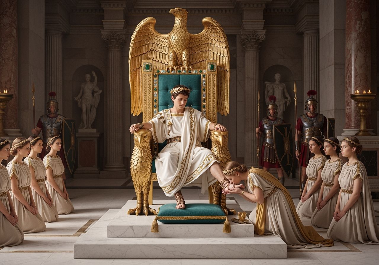Emperor Nero on Golden Throne: Professional Photography