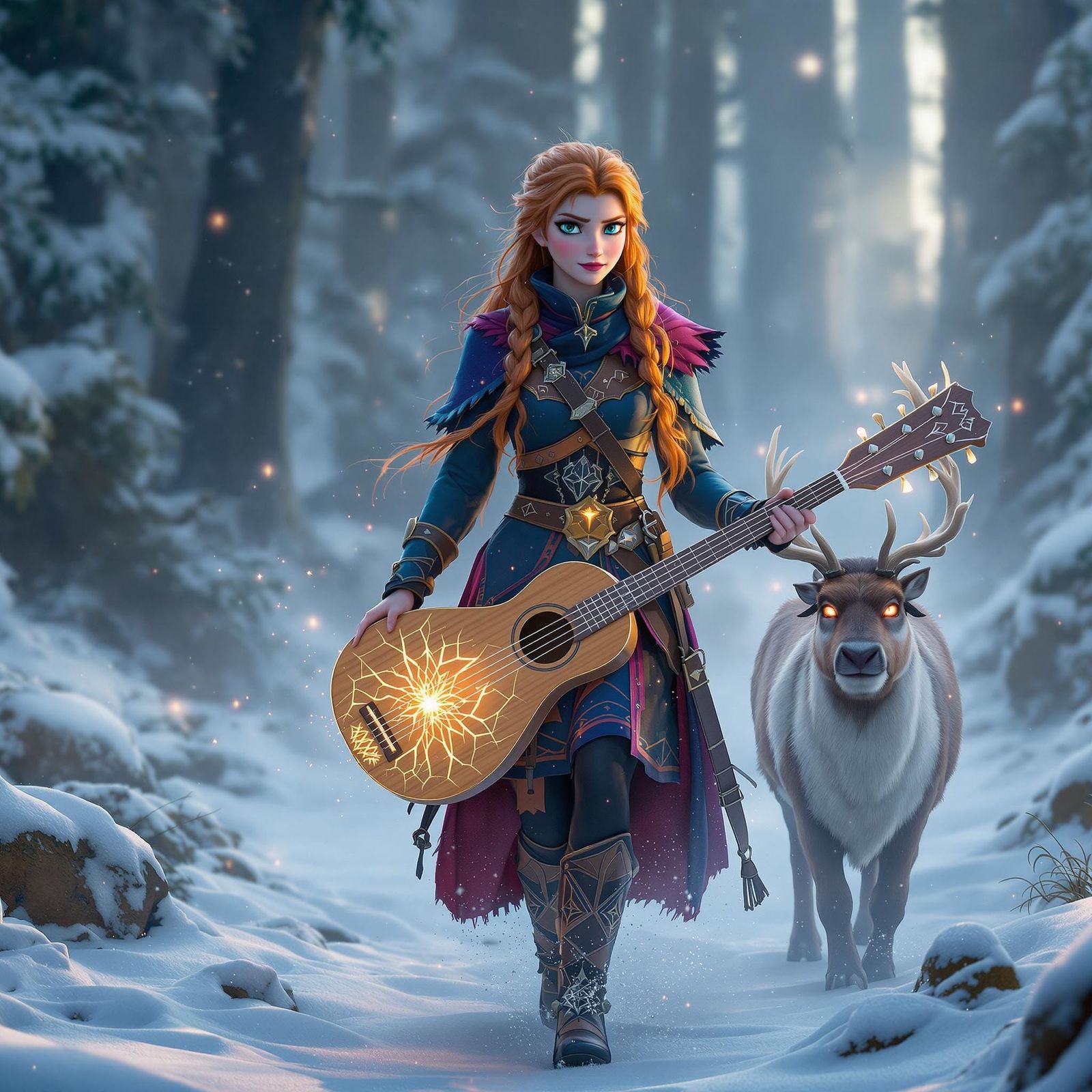 Anna as Enchanted Winter Adventurer in Fantasy Leather