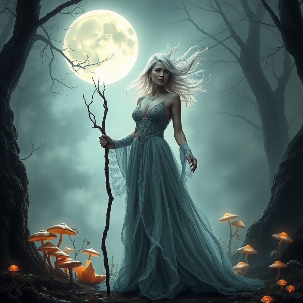 Ethereal Goddess of Moonlit Forest