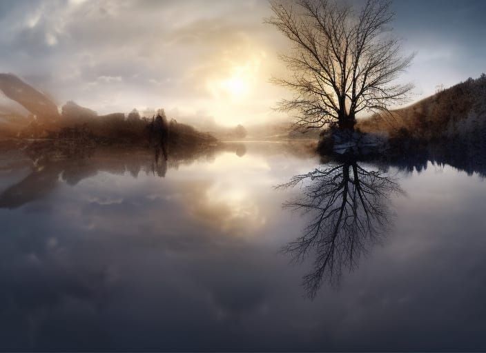 Epic Winter Reflections: Digital Matte Painting