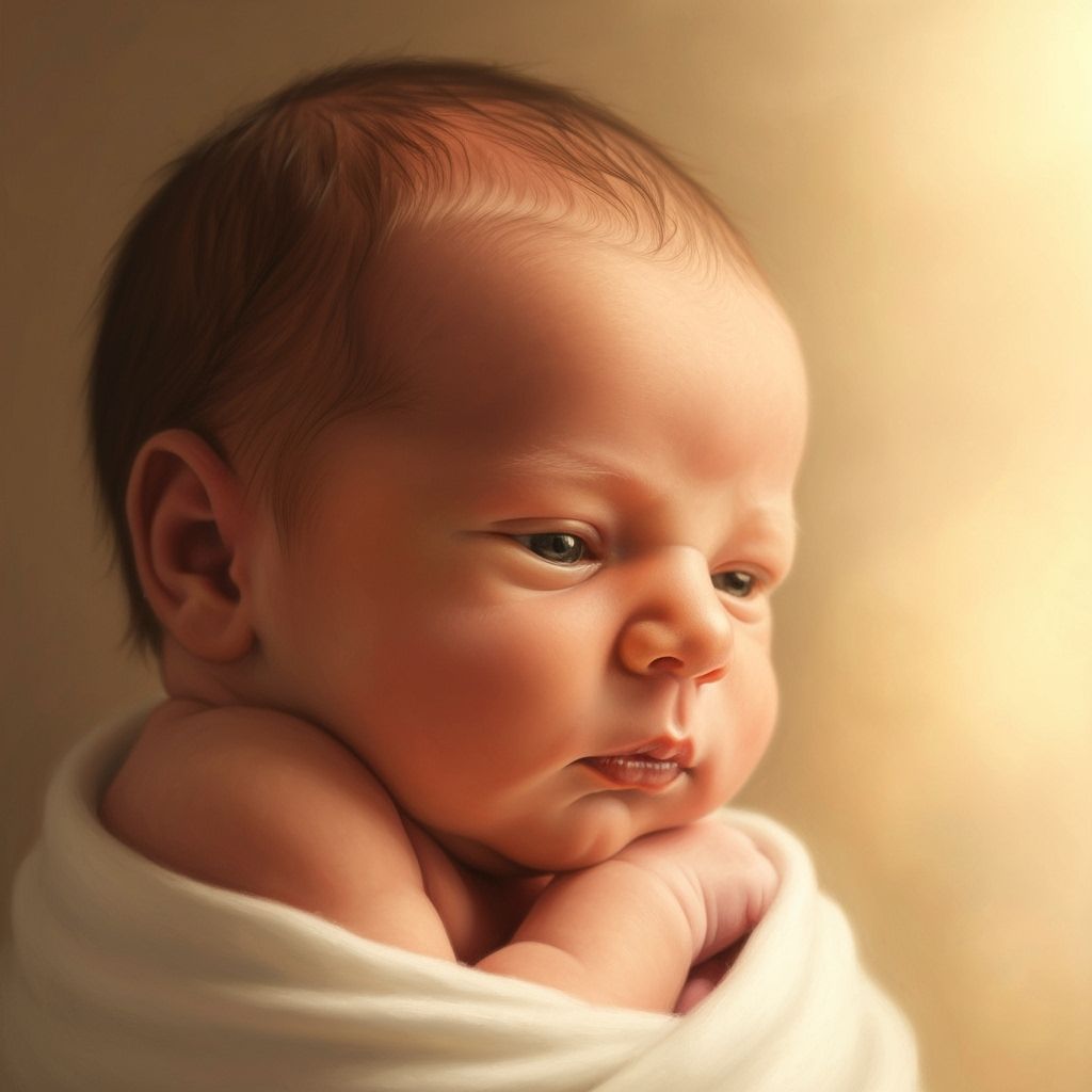 Newborn Infant Portrait in Warm Golden Light