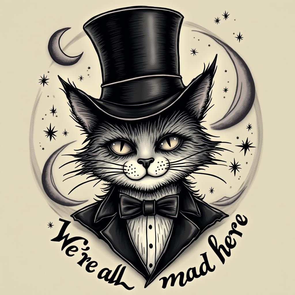 Ethereal Cheshire Cat in Dark Whimsy Style