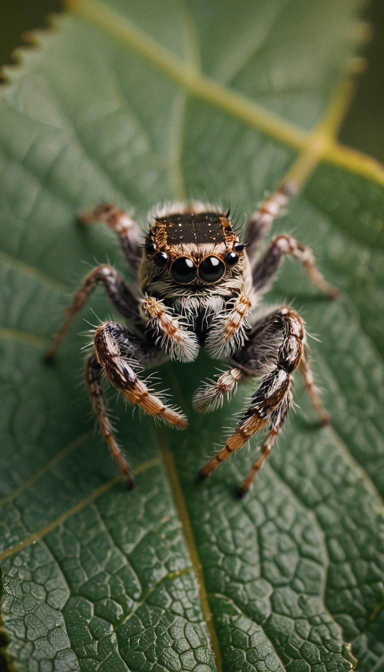Cute Jumping Spider Portrait in Macro Cinematic Style