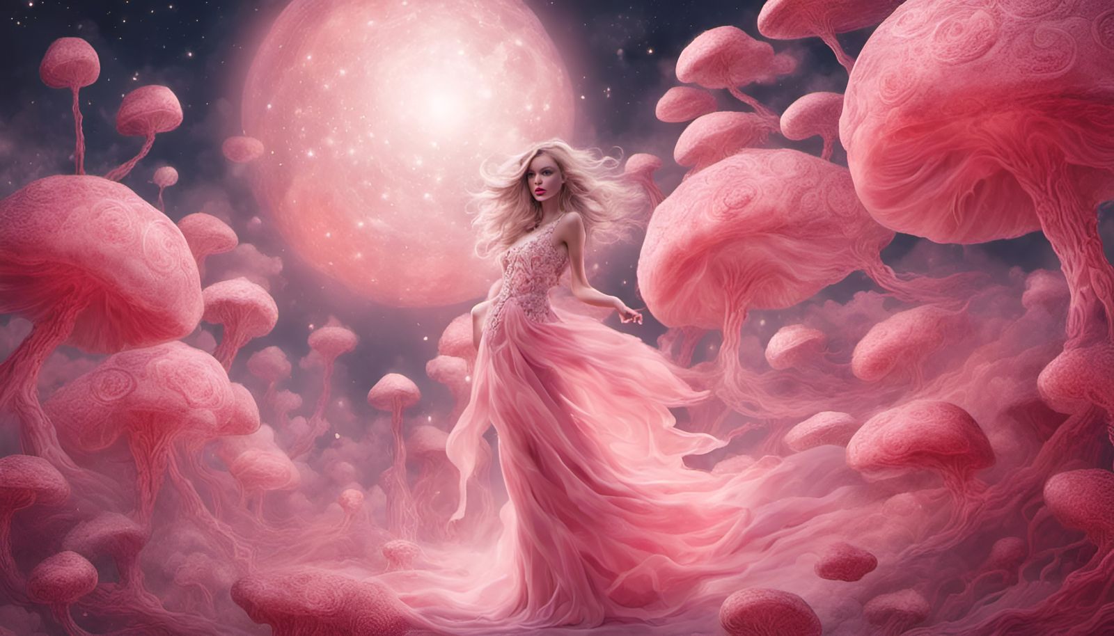 Pink Bubbly Mushrooms