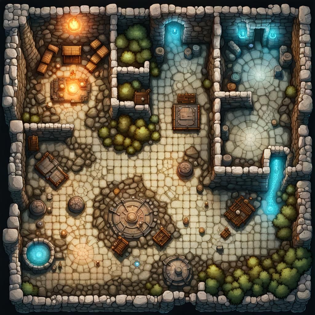 Detailed Fantasy RPG Map of Ancient Ruins