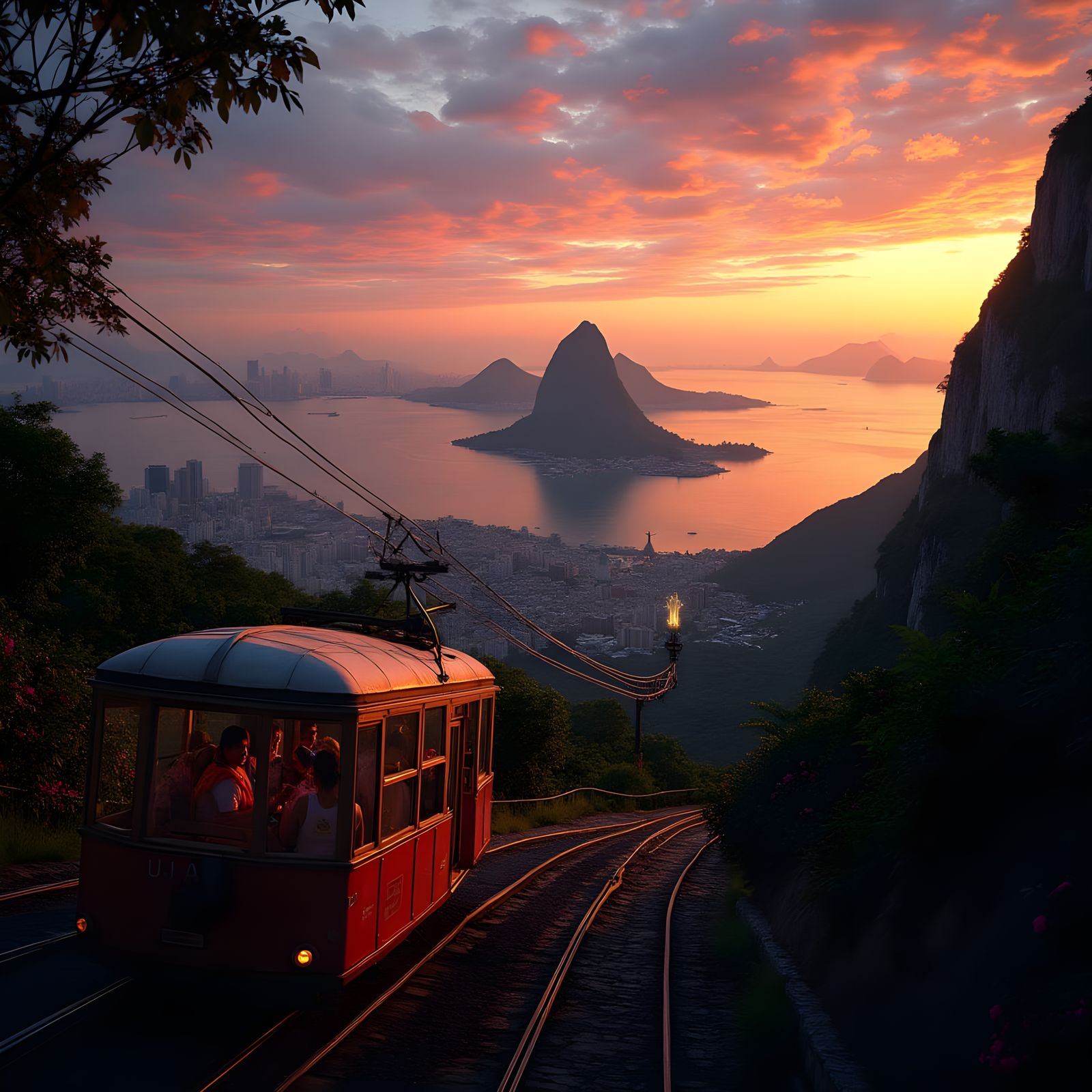 Vibrant Sunset on Sugarloaf Mountain in Rio de Janeiro