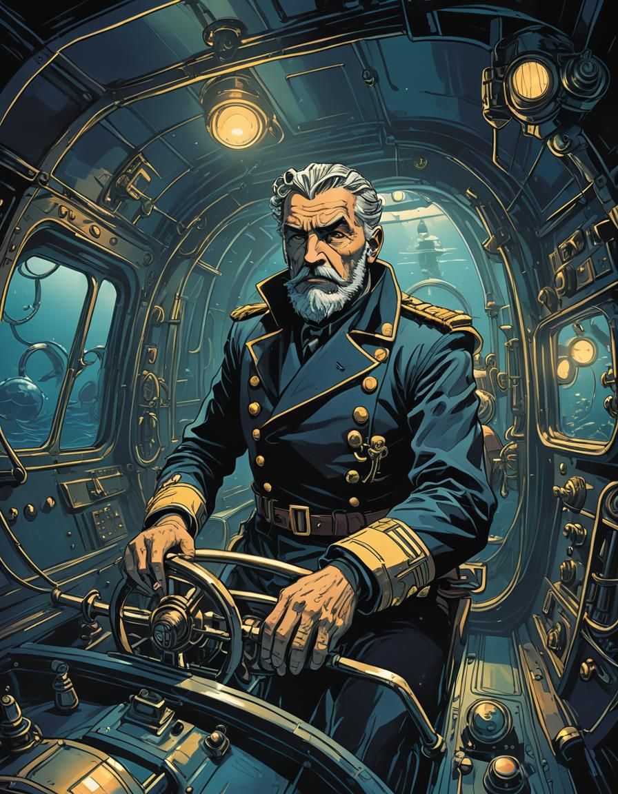 Captain Nemo's Submarine Adventure: Comics-Style Illustratio...