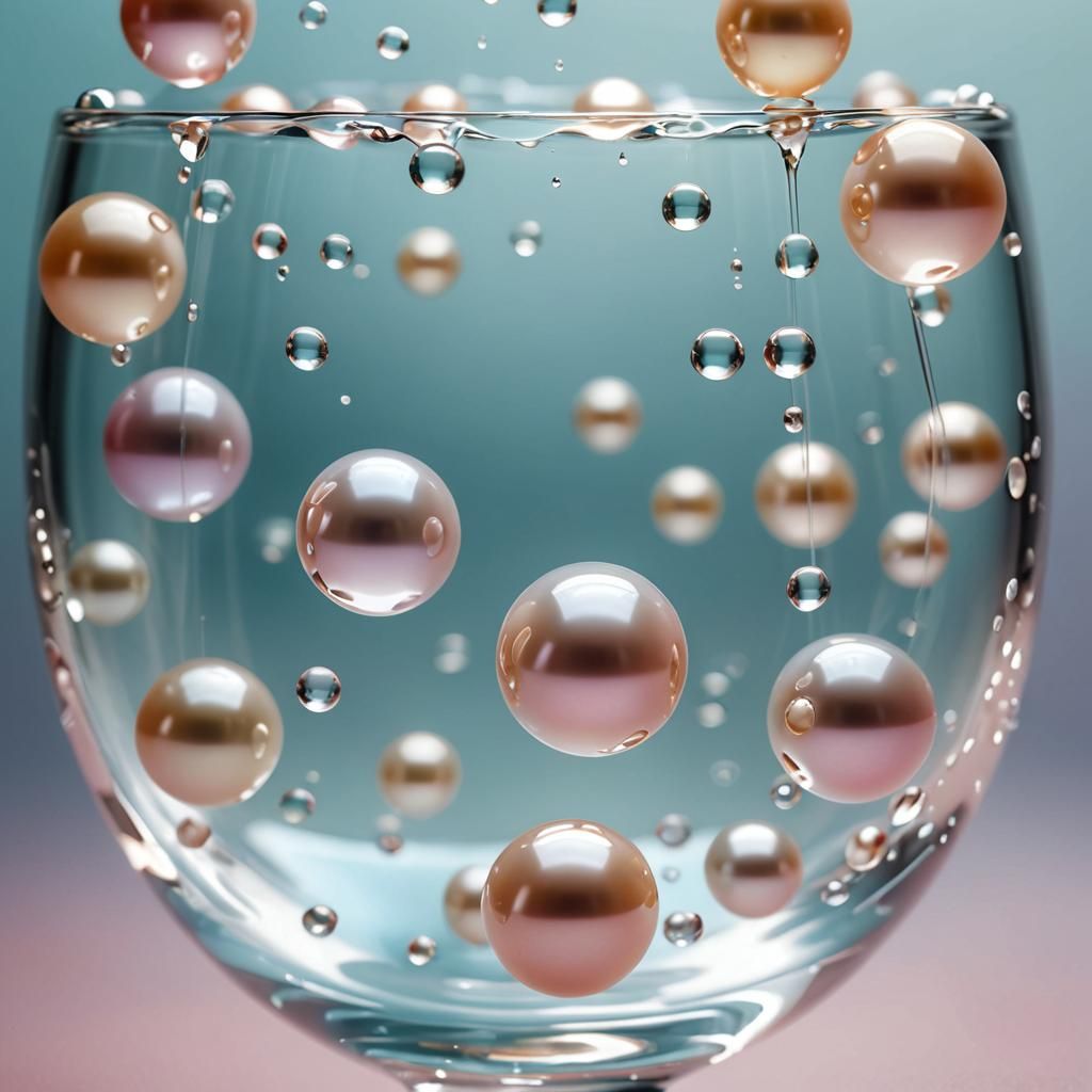 Luminous Pearls in Glass: Hyper-Realistic Digital Art