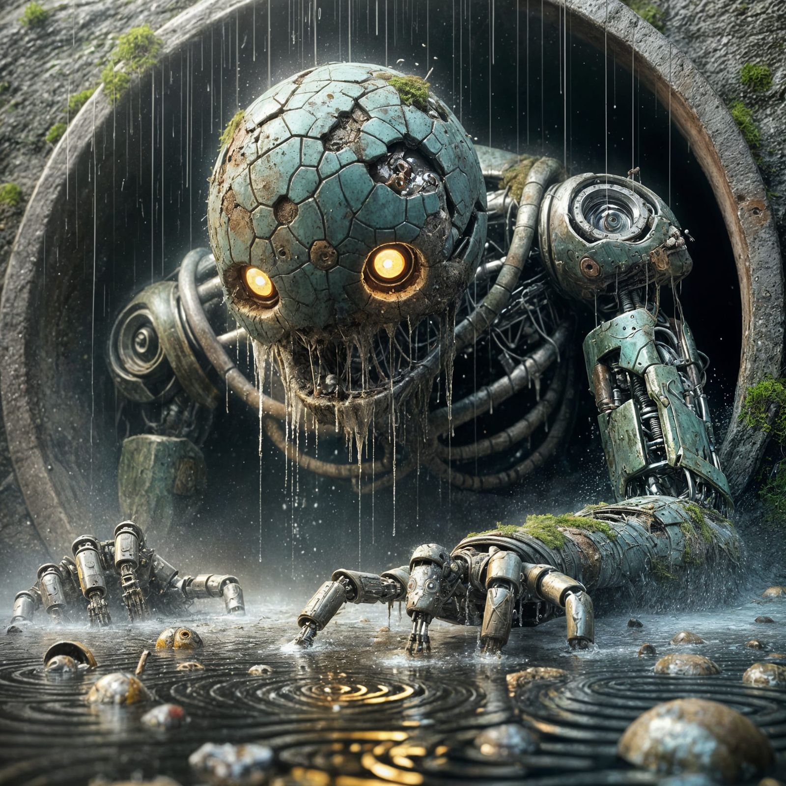 Day of the Dead Android Emerges from Drain