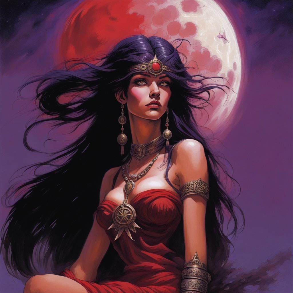 Mystic Dark Magician Girl Under Night Sky