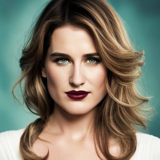 a glamorous kathryn Hahn as a dreamy youthful witch with dramatic makeup and a intimidating stare