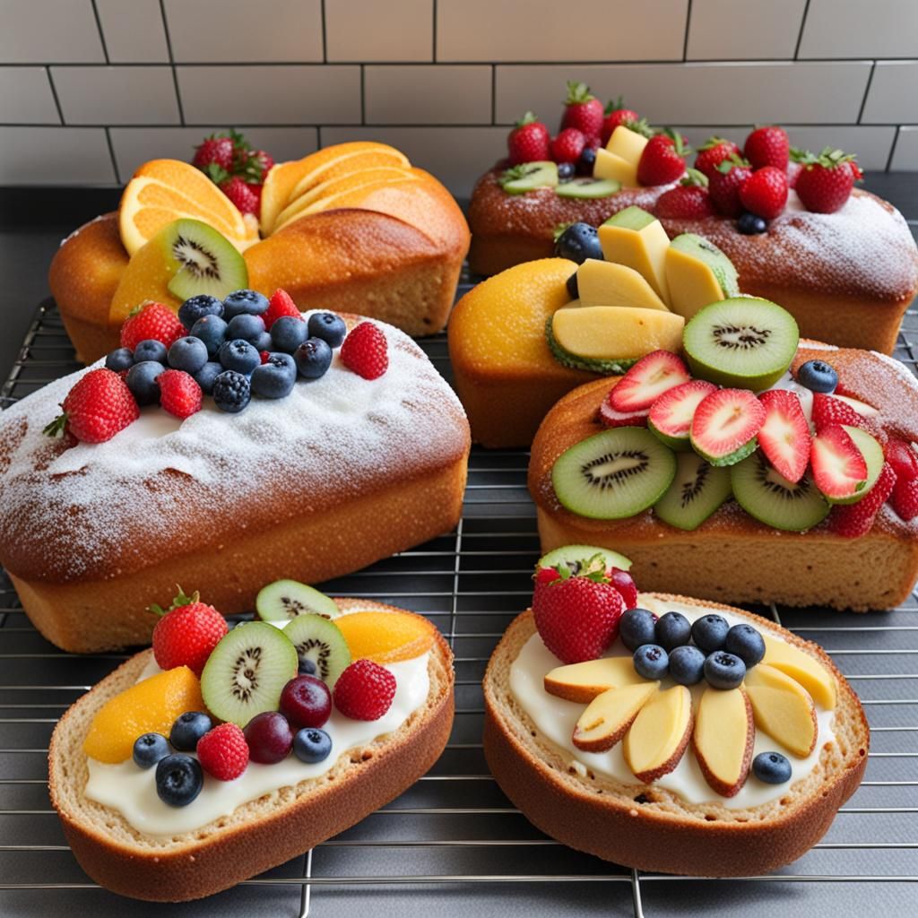 Artistic Fruit-Themed Bread Loaves