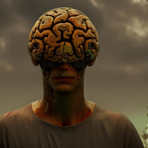 Blind Teenager with Brain: Detailed Matte Painting