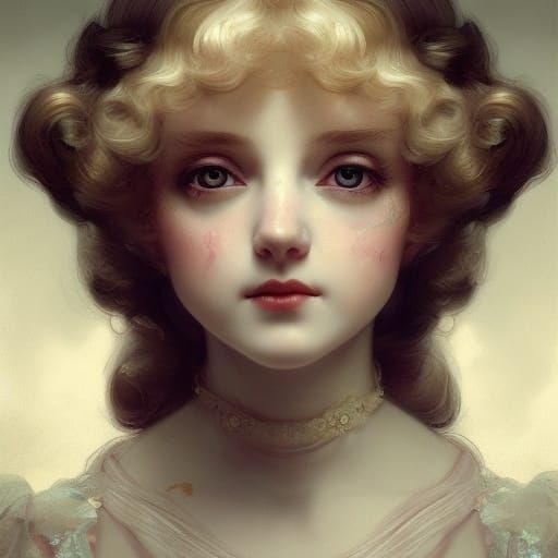 Victorian Porcelain Doll Woman: Detailed Digital Portrait