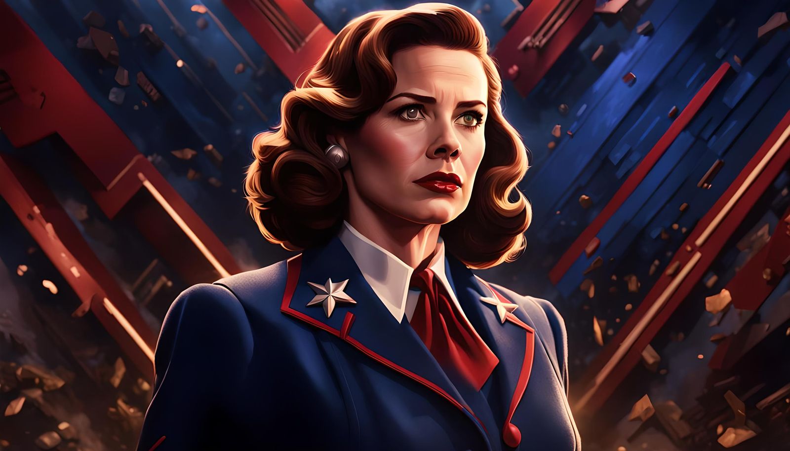 Agent Peggy Carter Matte Painting in Maximalist Style