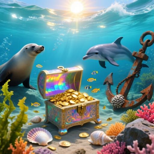 Sunken Treasure Chest Undersea Scene