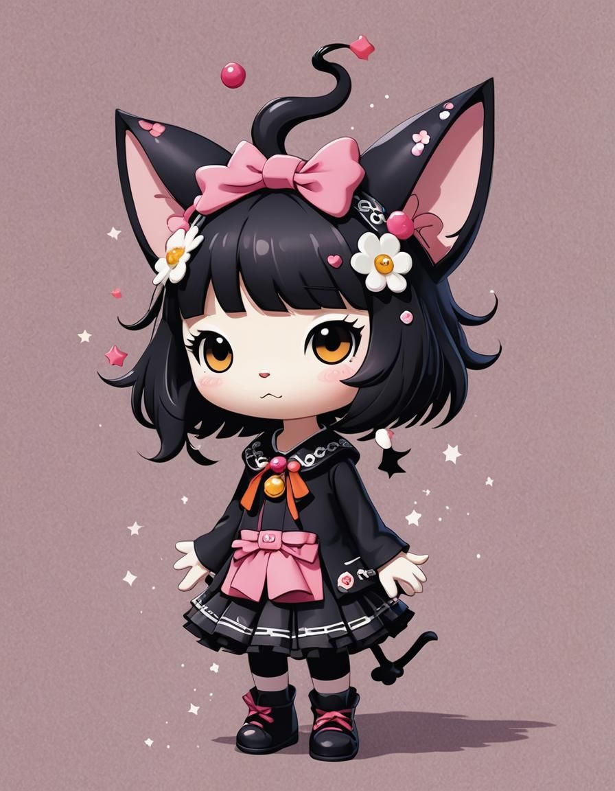 Detailed Image of Sanrio's Kuromi in Abstract Art