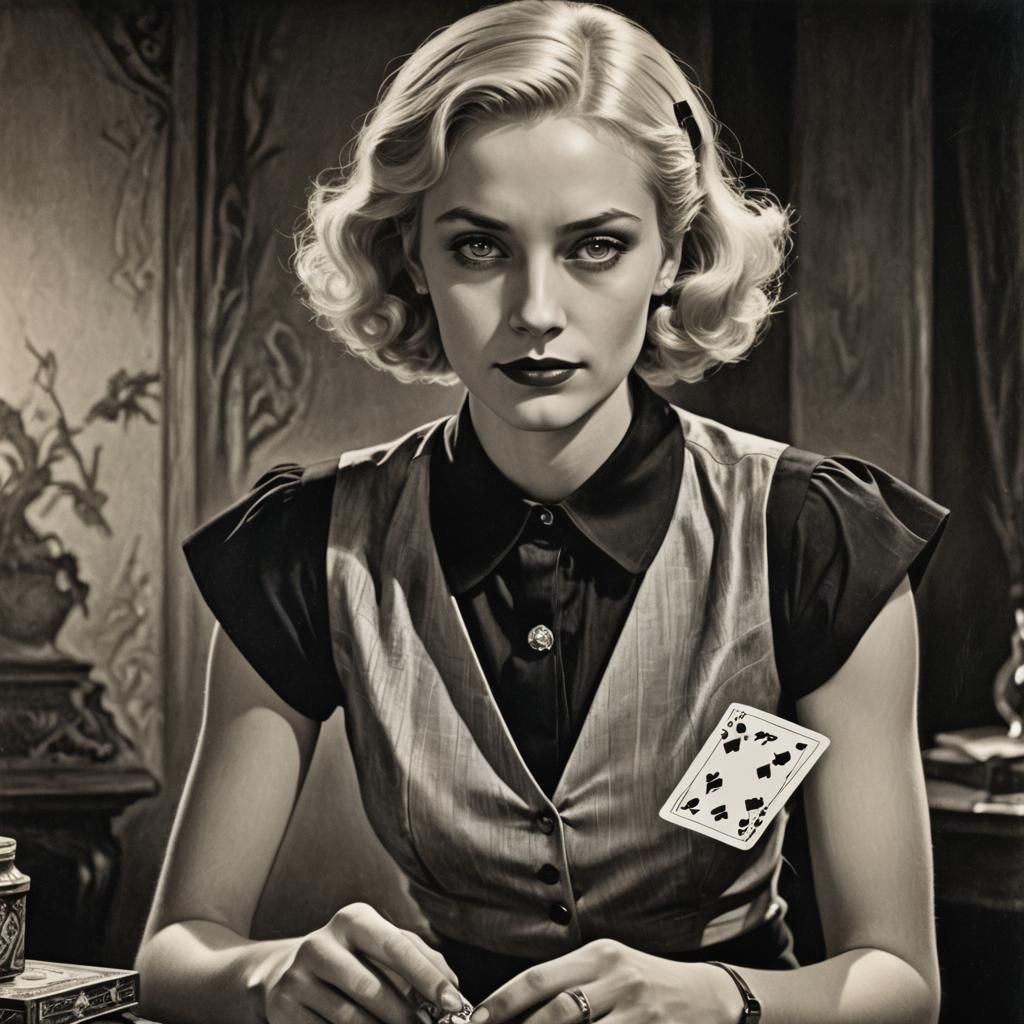 Sinister Blonde Woman in Film Noir Portrait