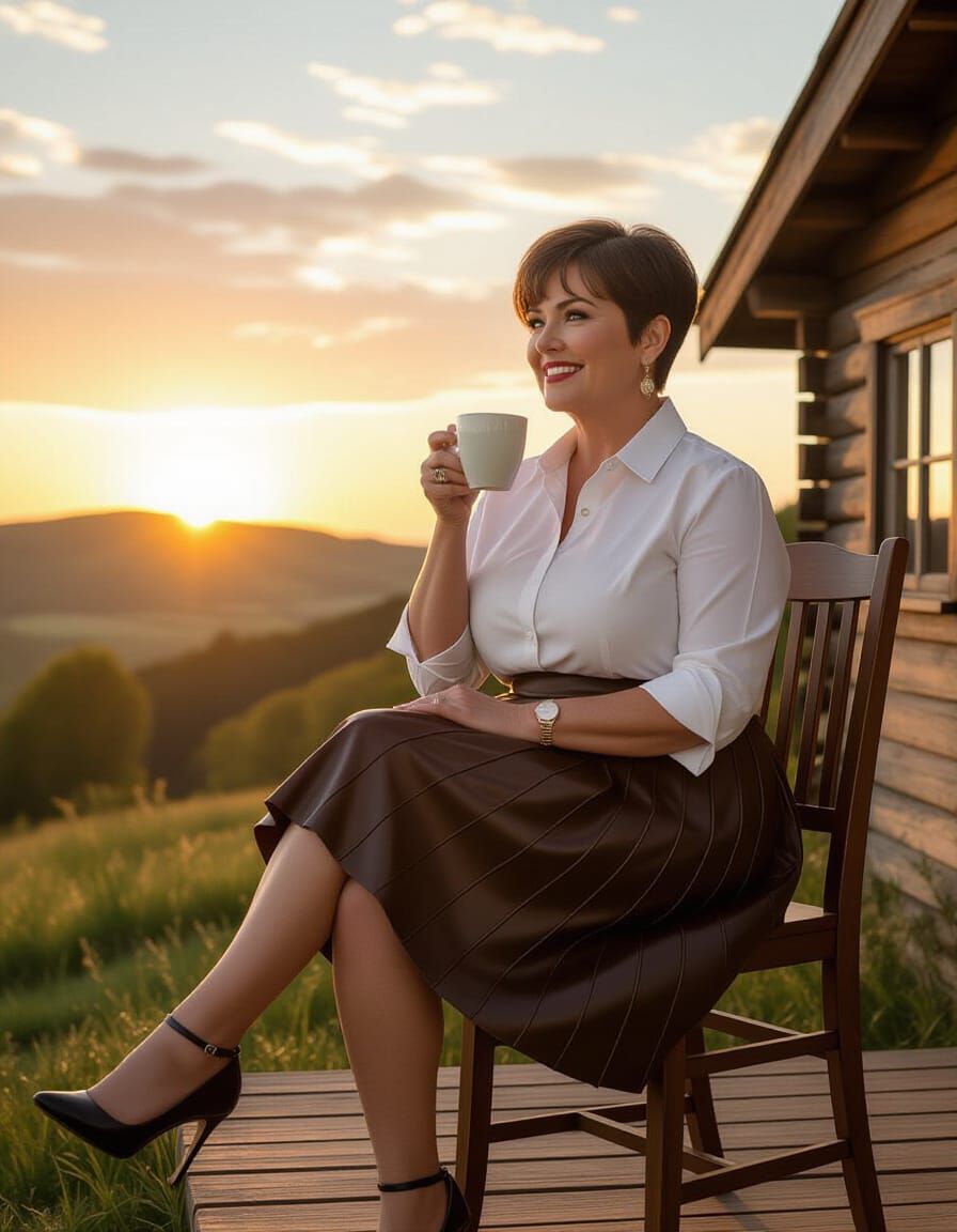 Watercolor Portrait of a Woman at Sunrise