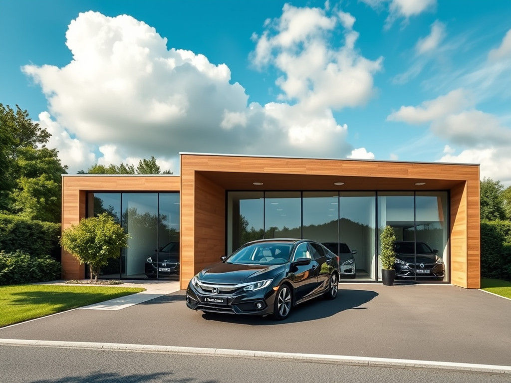 Modern Car Garage Exterior in Ireland with Honda