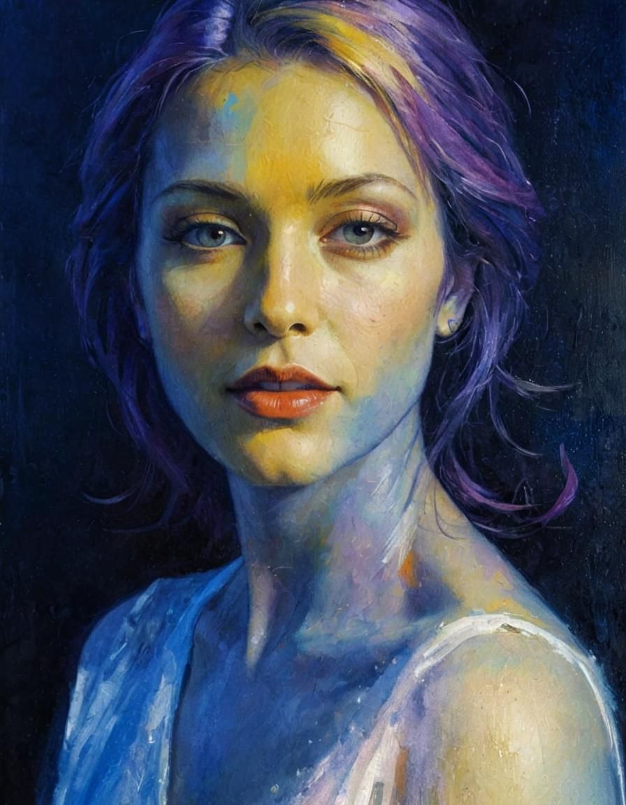 Expressive Impasto Portrait of a Confident Woman