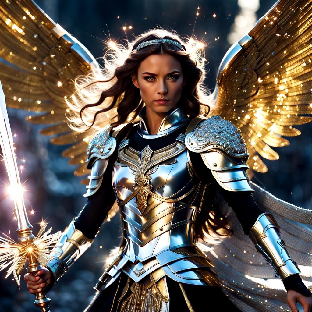 Sparkling Archangel Warrior Princess on Battlefield