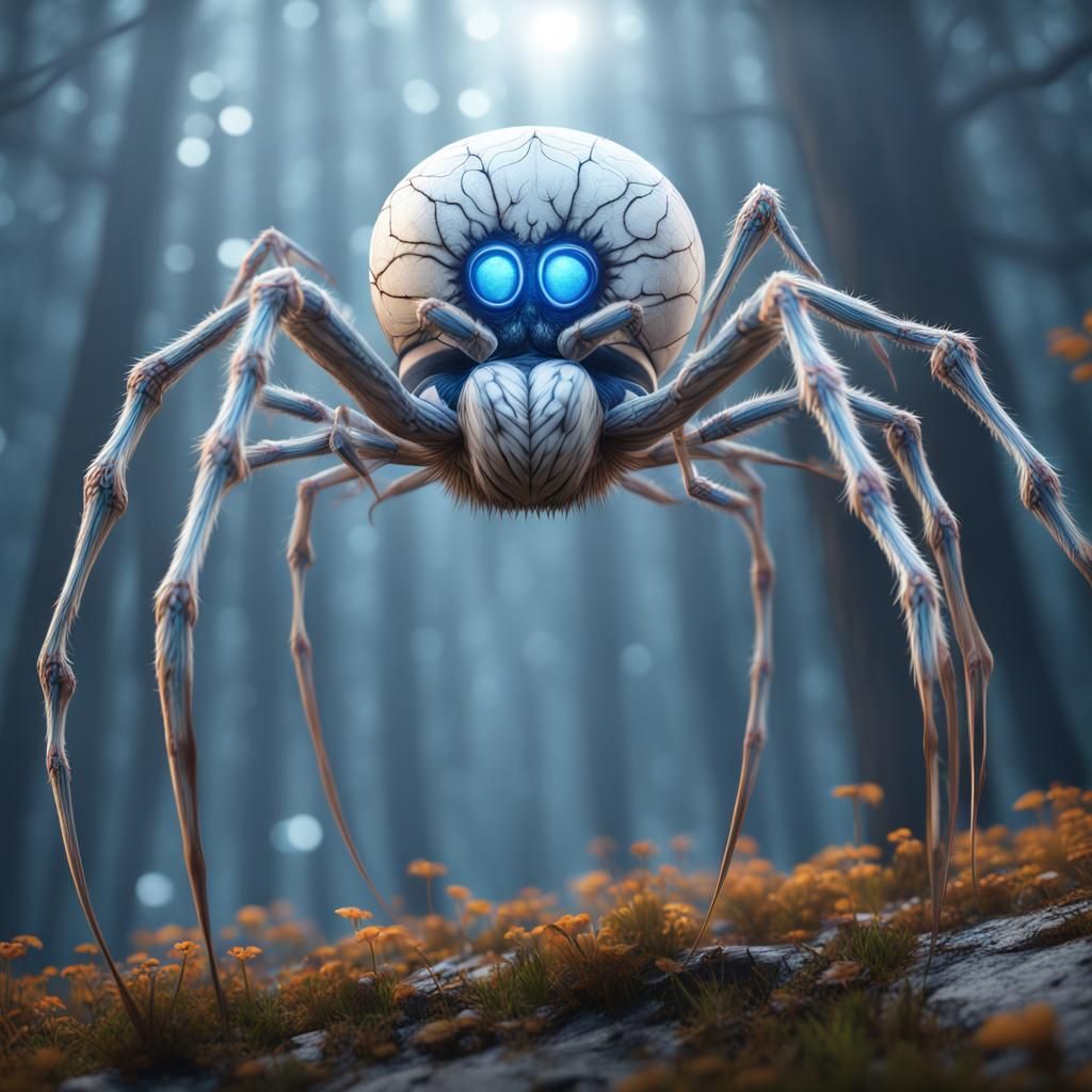 Magical Flying Spider with Blue Markings