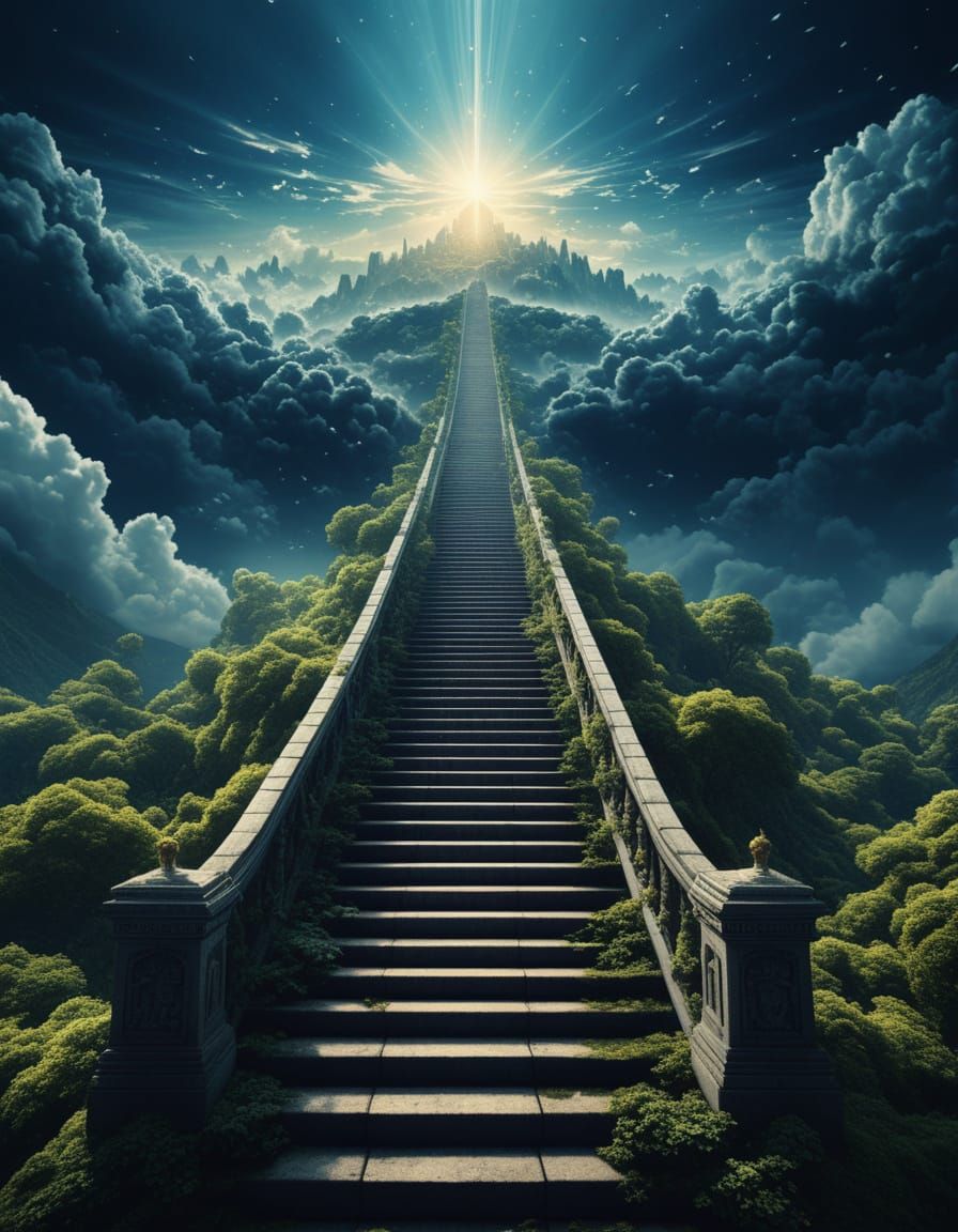 Epic Stairway to Heaven: Dramatic Digital Painting