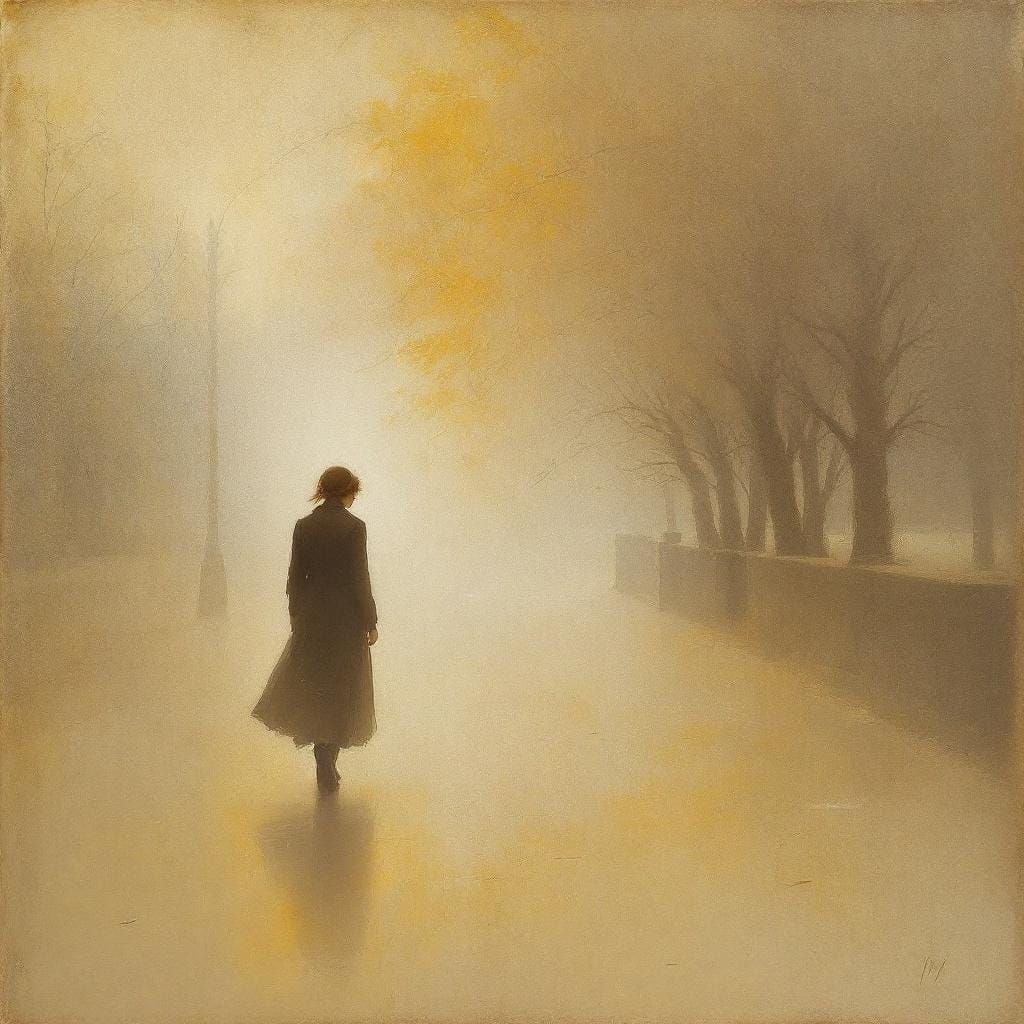 Tonalist Street Scene with Luminous Haze