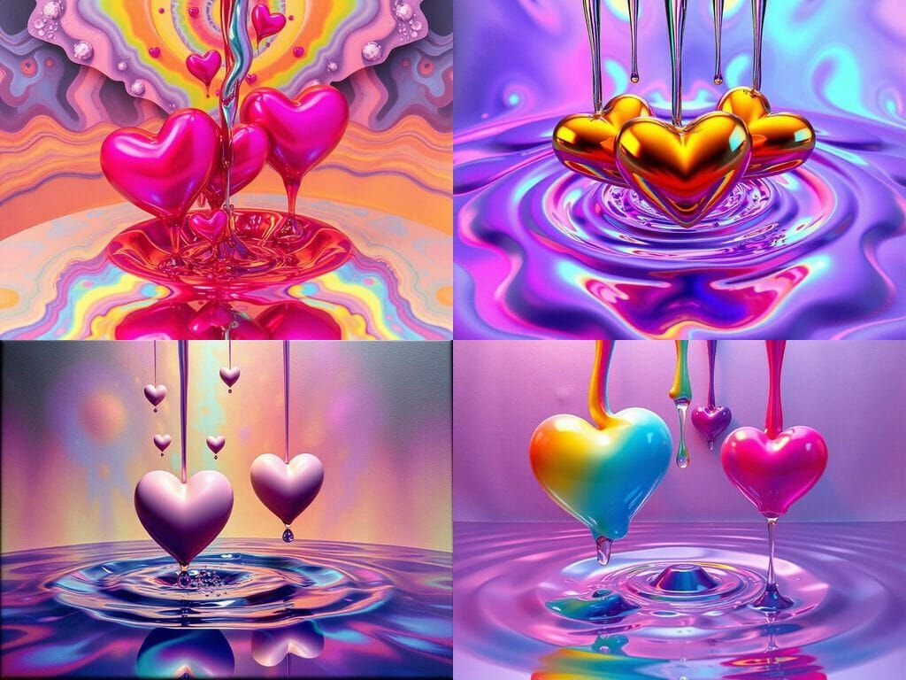 Rainbow Fractals Dancing Above Neon Water