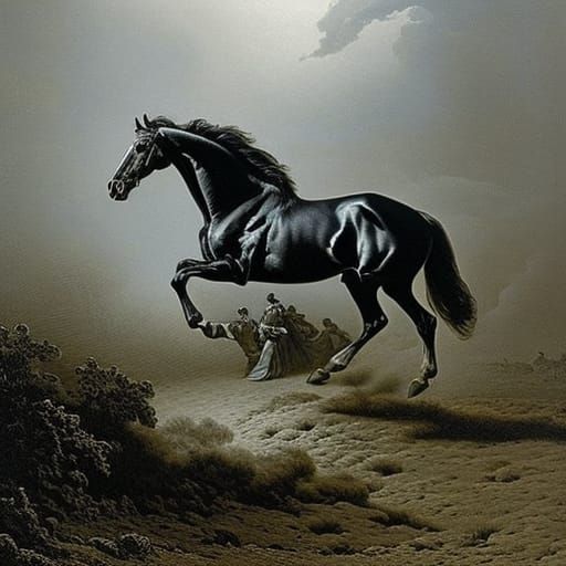 Horrific Horse in Doré and Rutkowski Style