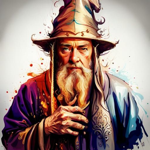 Magical Portrait of a Wizard in Oil Paint Style