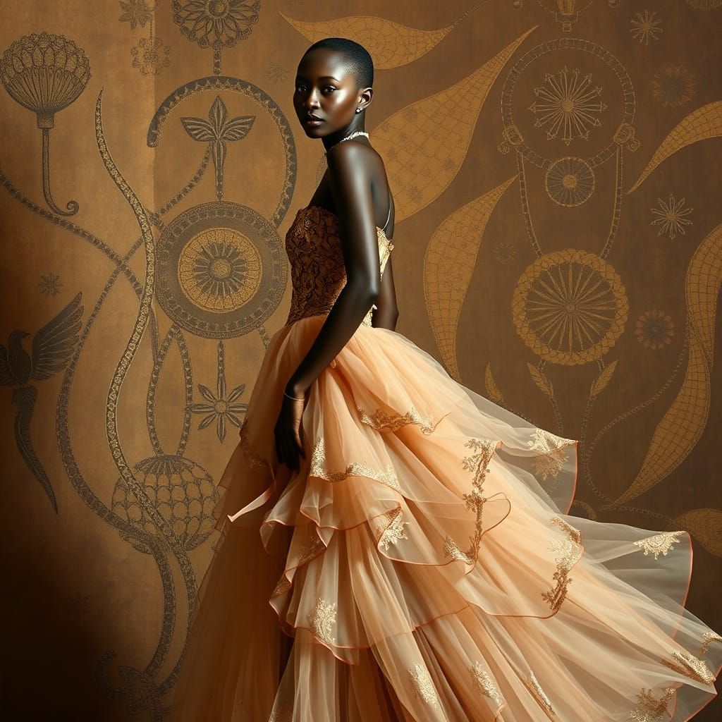 Elegant Woman in Opulent, Cultural-Inspired Atmosphere