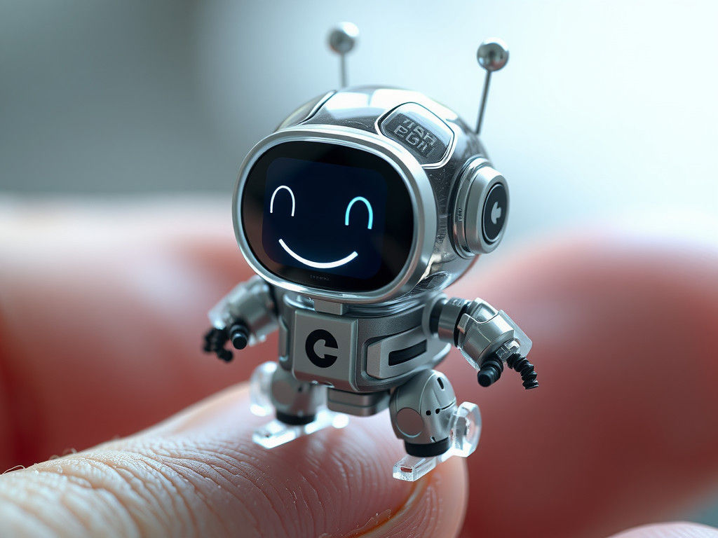 Miniature Robot with LED Screen Face in 3D Render