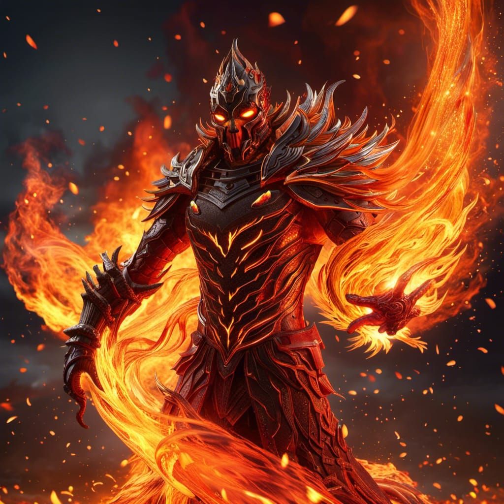 Fire Elemental Rising: 3D Digital Concept Art