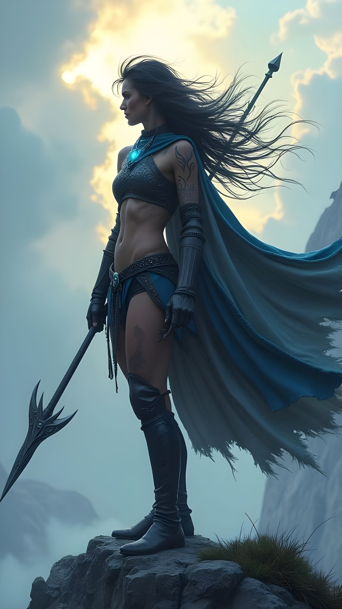 Fearless Nordthra Warrior Embracing Stormy Freedom