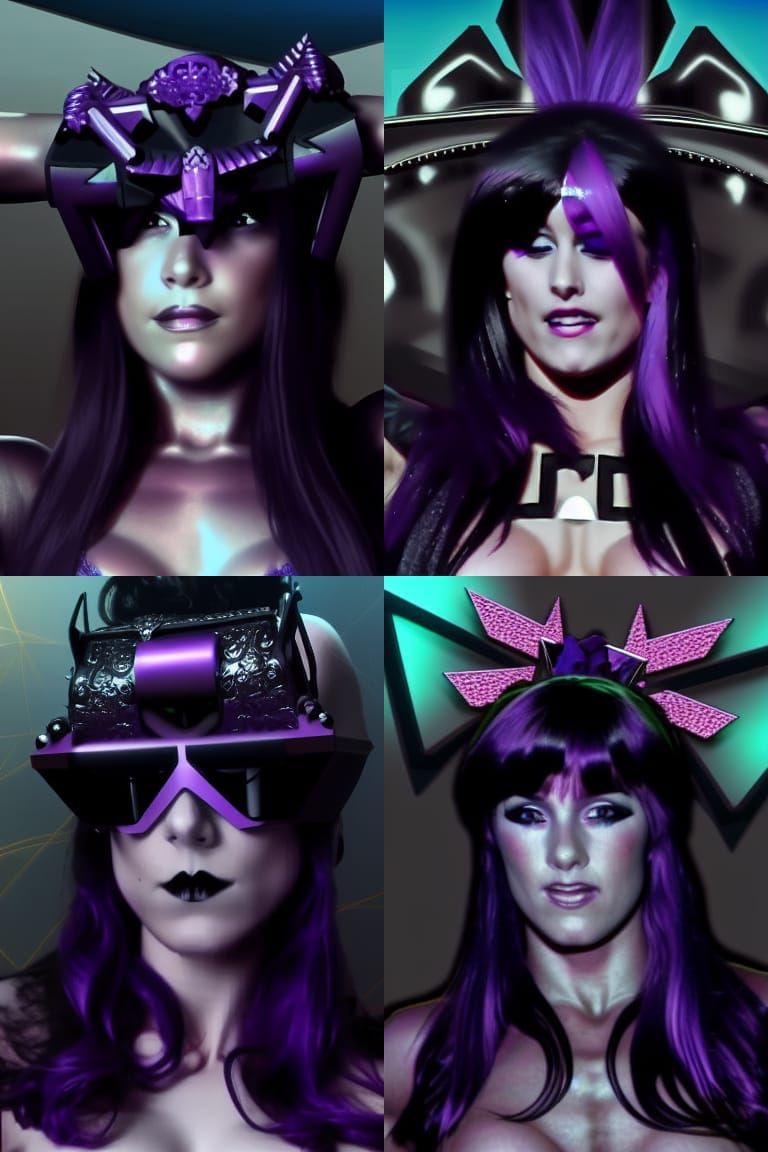 Gothic Female Bodybuilder in Vaporwave Anime Style