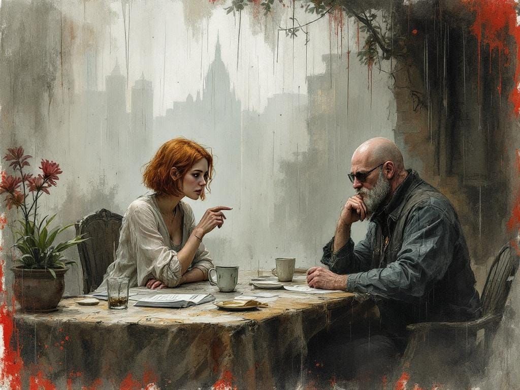 Sinister Rainy Day Scene in Gustave Doré Style