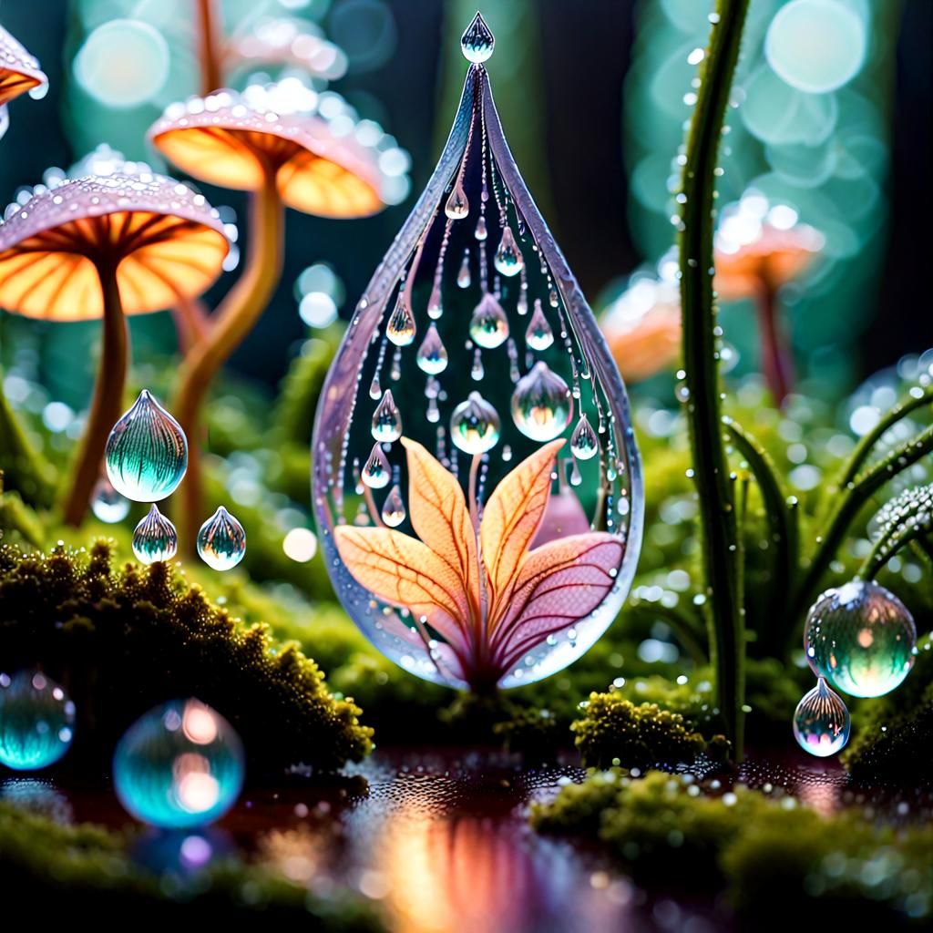 Enchanted Raindrop Realms: Whimsical Folk Art Fantasy